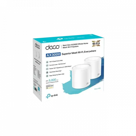 Система WiFi-Mesh TP-LINK Deco X60 AX5400, 1xGE LAN, 1xGE WAN, 2мод