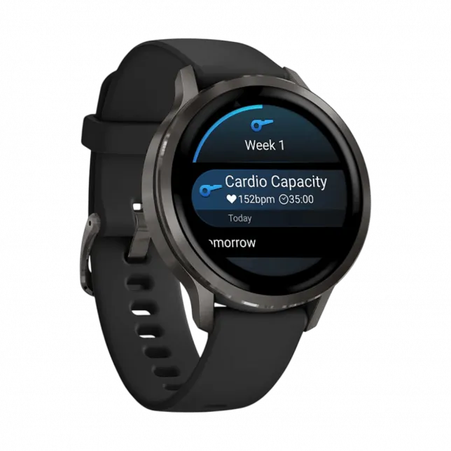 Смарт-годинник Garmin Venu 4 41 мм Slate з Black чорним силіконовим ремінцем