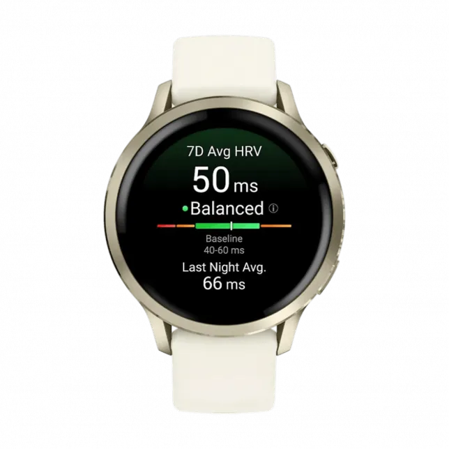Смарт-годинник Garmin Venu 4 41 мм Lunar Gold з Bone світло-бежевим силіконовим ремінцем