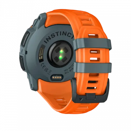 Смарт-годинник Garmin Instinct 3 50 мм, Solar Twilight сірий з Solstice помаранчевим силіконовим ремінцем