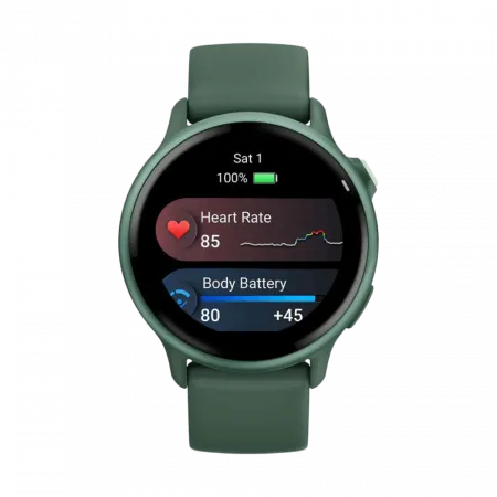 Смарт-годинник Garmin Vivoactive 6 Metallic Jasper Green з Jasper Green зеленим силіконовим ремінцем