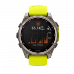 Смарт-годинник Garmin Fenix 8 47мм, Solar Sapphire, Titanium з Amp Yellow/Graphite жовтим силіконовим ремінцем