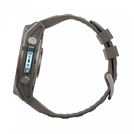 Смарт-годинник Garmin Fenix 9 51мм, Titanium з Pebble Gray темно-сірим силіконовим ремінцем