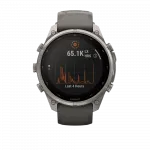 Смарт-годинник Garmin Fenix 9 Pro - inReach, Solar, 47мм Titanium з Pebble Grey темно-сірим силіконовим ремінцем