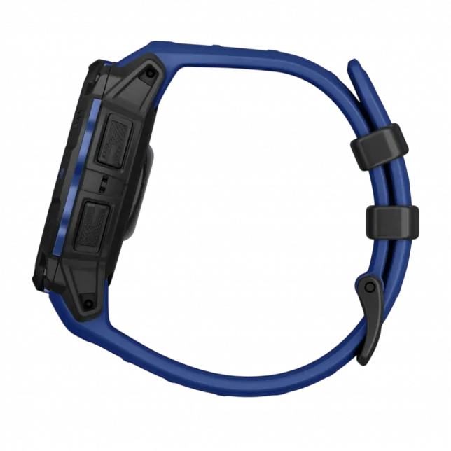 Смарт-годинник Garmin Instinct 3 45 мм, AMOLED Black чорний з Bolt Blue/Black синім/чорним силіконовим ремінцем