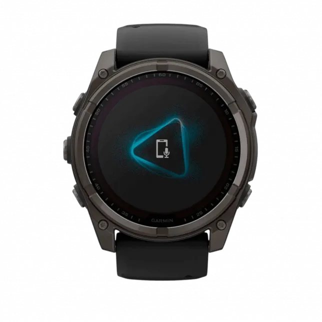 Смарт-годинник Garmin Fenix 8 51мм, Solar Sapphire, Carbon Gray DLC Titanium з Black/Pebble Gray чорним силіконовим ремінцем