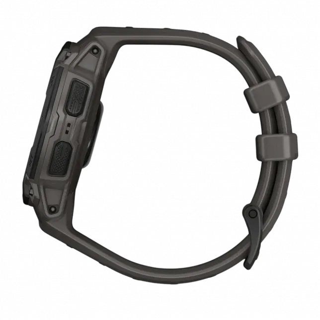 Смарт-годинник Garmin Instinct E 45 мм Black чорний з Charcoal коричневим силіконовим ремінцем
