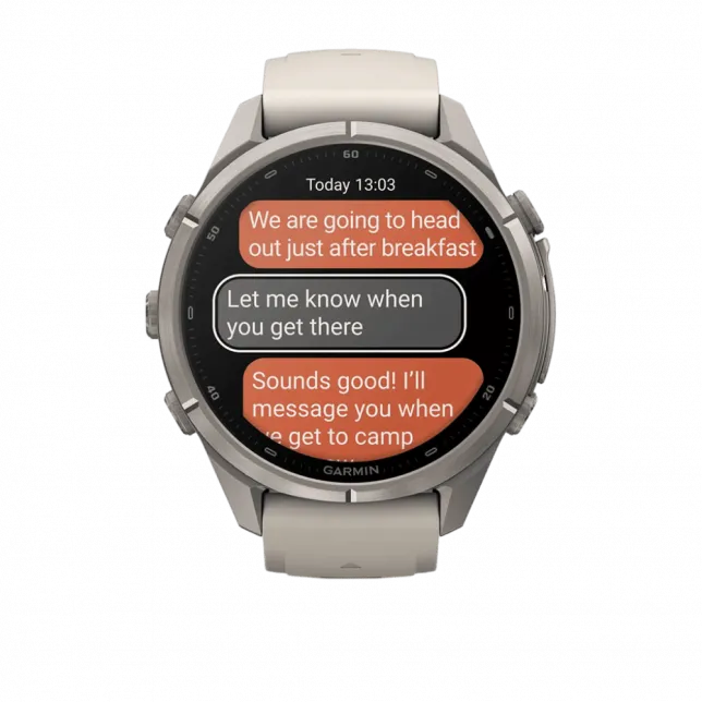 Смарт-годинник Garmin Fenix 9 Pro - inReach, 43мм Titanium з Fog Grey/Dark Sandstone сірим/темно сірим силіконовим ремінцем