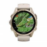 Смарт-годинник Garmin Fenix 8 43мм, AMOLED Sapphire, Soft Gold з Fog Gray/Dark Sandstone сірим силіконовим ремінцем