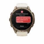 Смарт-годинник Garmin Fenix 9 Pro - inReach, 43мм Autumn Gold Titanium з Cream/French Grey бежевим/сірим силіконовим ремінцем
