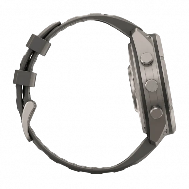 Смарт-годинник Garmin Fenix 9 Pro - inReach, Solar, 47мм Titanium з Pebble Grey темно-сірим силіконовим ремінцем