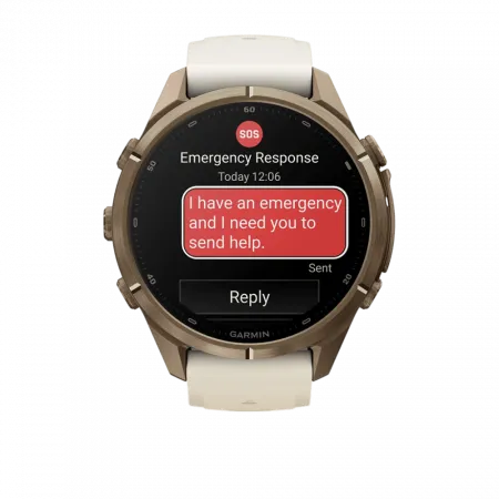 Смарт-годинник Garmin Fenix 9 Pro - inReach, 43мм Autumn Gold Titanium з Cream/French Grey бежевим/сірим силіконовим ремінцем