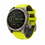 Смарт-годинник Garmin Fenix 8 47мм, Solar Sapphire, Titanium з Amp Yellow/Graphite жовтим силіконовим ремінцем