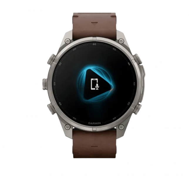 Смарт-годинник Garmin Fenix 9 Pro - inReach, 47мм Titanium з Walnut коричневим шкіряним ремінцем