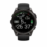 Смарт-годинник Garmin Fenix 8 47мм, AMOLED Sapphire, Carbon Grey DLC Titanium з Black/Pebble Grey чорним силіконовим ремінцем