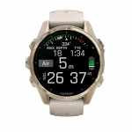 Смарт-годинник Garmin Fenix 8 43мм, AMOLED Sapphire, Soft Gold з Fog Gray/Dark Sandstone сірим силіконовим ремінцем