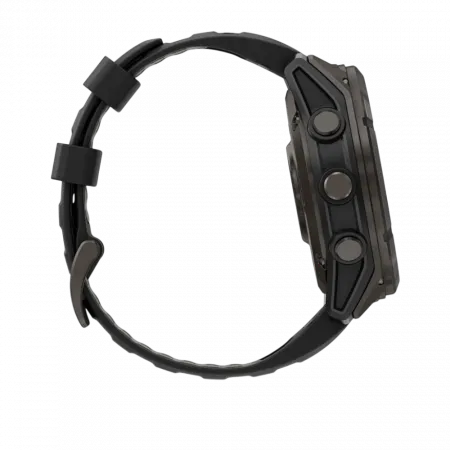 Смарт-годинник Garmin Fenix 8 51мм, MicroLED Sapphire, Titanium, Carbon Gray DLC з Black/Pebble Grey чорним/сірим силіконовим ремінцем
