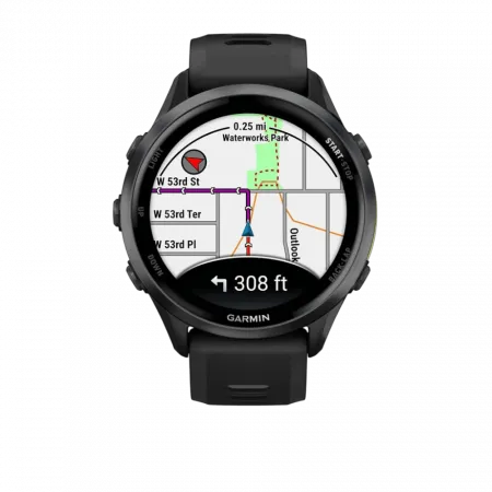 Смарт-годинник Garmin Forerunner 970 Carbon Grey DLC Titanium з Black корпусом та Black/Translucent Whitestone чорним силіконовим ремінцем