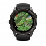 Смарт-годинник Garmin Fenix 8 51мм, AMOLED Sapphire, Carbon Grey DLC Titanium з Black/Pebble Grey чорним силіконовим ремінцем