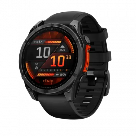 Смарт-годинник Garmin Fenix 8 47мм, AMOLED Slate Gray з Black чорним силіконовим ремінцем