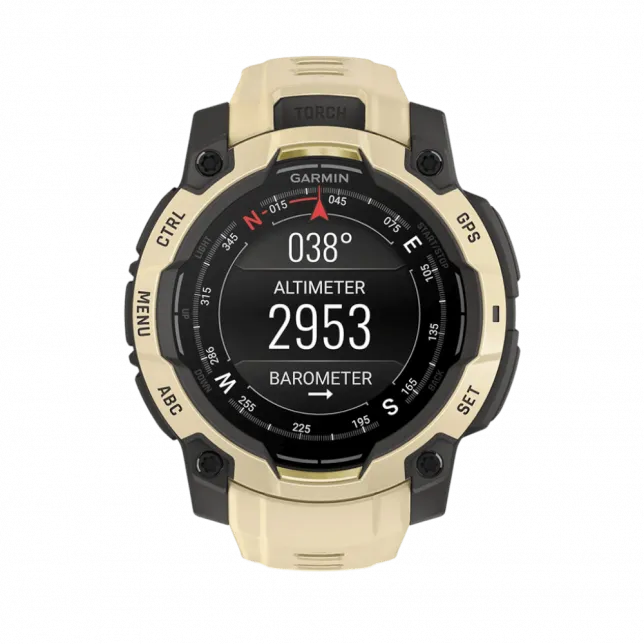 Смарт-годинник Garmin Instinct 3 45 мм, AMOLED Citrine бежевий з Citrine бежевим силіконовим ремінцем