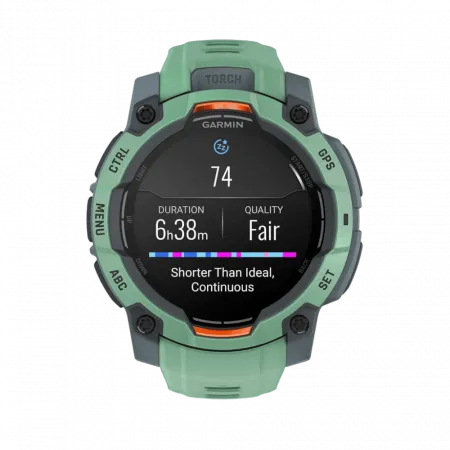 Смарт-годинник Garmin Instinct 3 45 мм, AMOLED Neotropic зелений з Neotropic зеленим силіконовим ремінцем