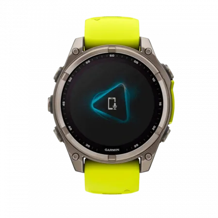 Смарт-годинник Garmin Fenix 8 47мм, Solar Sapphire, Titanium з Amp Yellow/Graphite жовтим силіконовим ремінцем