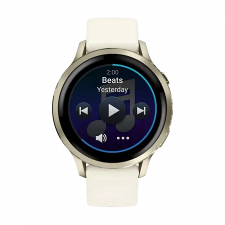 Смарт-годинник Garmin Venu 4 41 мм Lunar Gold з Bone світло-бежевим силіконовим ремінцем