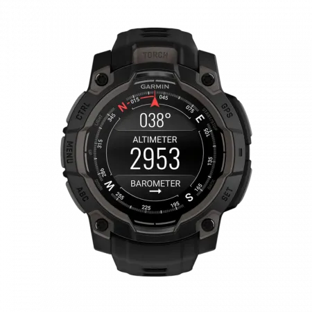 Смарт-годинник Garmin Instinct 3 45 мм, AMOLED Black чорний з Black чорним силіконовим ремінцем