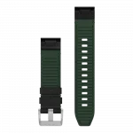 Ремінець QuickFit 22 мм, Black/Green чорний гібридний шкіряний/каучуковий