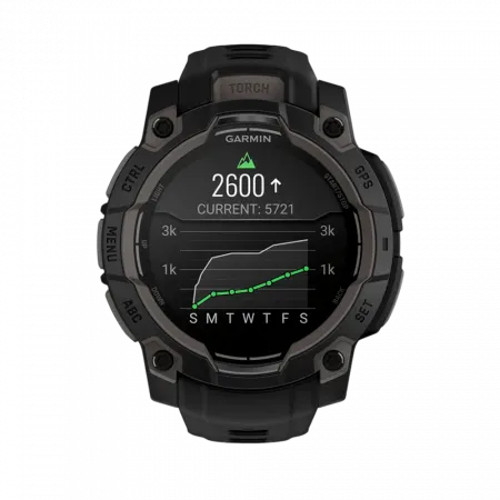 Смарт-годинник Garmin Instinct 3 45 мм, AMOLED Black чорний з Black чорним силіконовим ремінцем