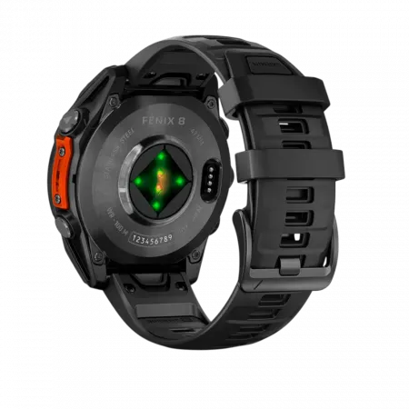 Смарт-годинник Garmin Fenix 8 47мм, AMOLED Slate Gray з Black чорним силіконовим ремінцем