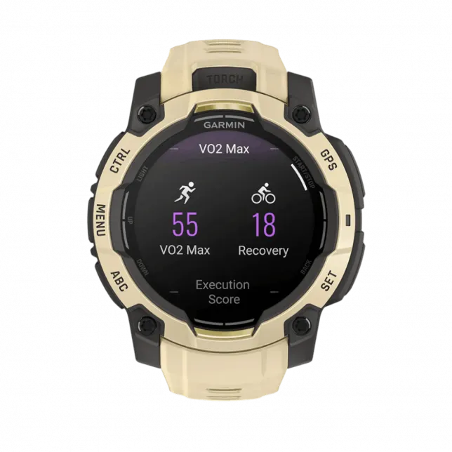 Смарт-годинник Garmin Instinct 3 45 мм, AMOLED Citrine бежевий з Citrine бежевим силіконовим ремінцем