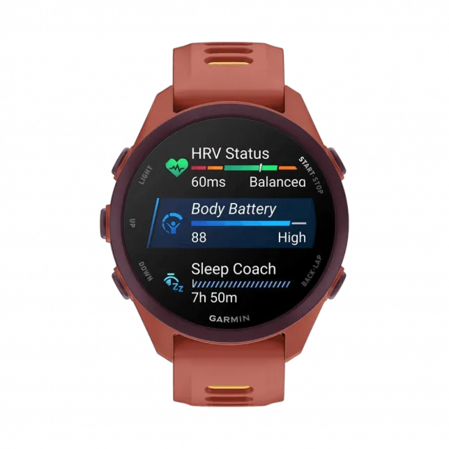 Смарт-годинник Garmin Forerunner 170 Music Red Pink червоний з Red Pink/Mango Band червоним/жовтим силіконовим ремінцем