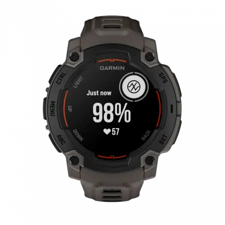 Смарт-годинник Garmin Instinct E 45 мм Black чорний з Charcoal коричневим силіконовим ремінцем