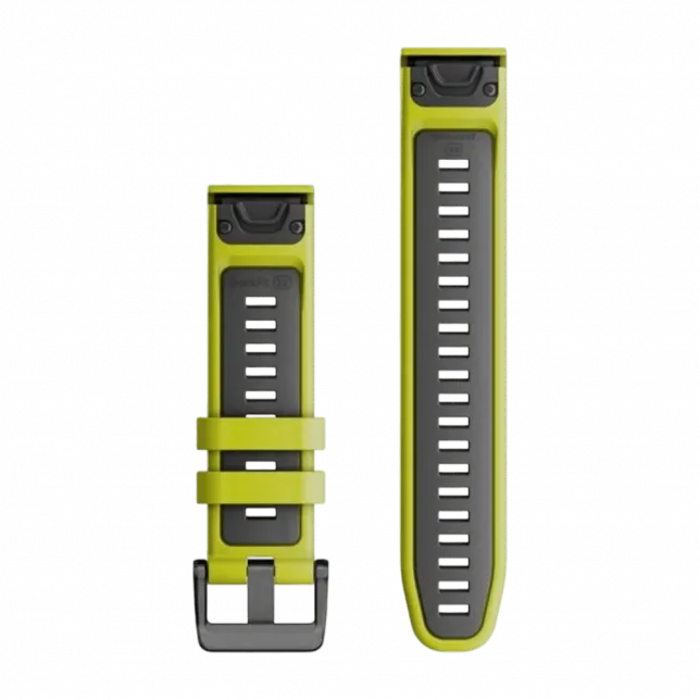 Ремінець QuickFit 22 мм, Electric Lime/Graphite жовтий/сірий силіконовий