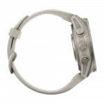 Смарт-годинник Garmin Fenix 9 43мм, Titanium з Fog Gray сірим силіконовим ремінцем