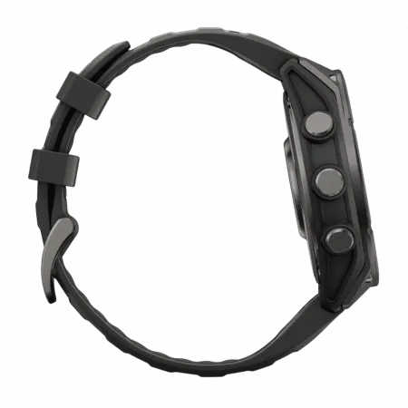 Смарт-годинник Garmin Fenix 9 47мм, Carbon Grey DLC Titanium з Black чорним силіконовим ремінцем