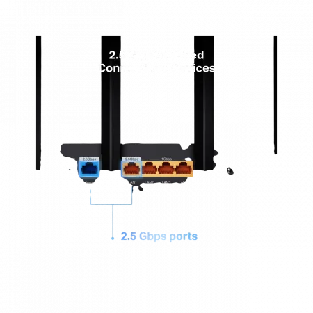 Маршрутизатор TP-LINK Archer BE400 BE6500, 3xGE LAN, 1x2.5GE LAN, 1x2.5GE WAN, 1xUSB3.0 MESH