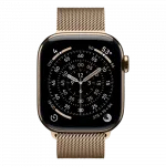 Apple Watch Series 11 GPS, 46mm Gold Titanium Case with Gold Milanese Loop (M/L)