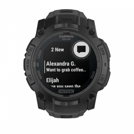 Смарт-годинник Garmin Instinct 3 50 мм, Solar, Tactical Edition Black чорний з чорним силіконовим ремінцем
