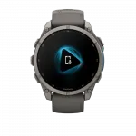 Смарт-годинник Garmin Fenix 9 47мм, Titanium з Pebble Gray темно-сірим силіконовим ремінцем