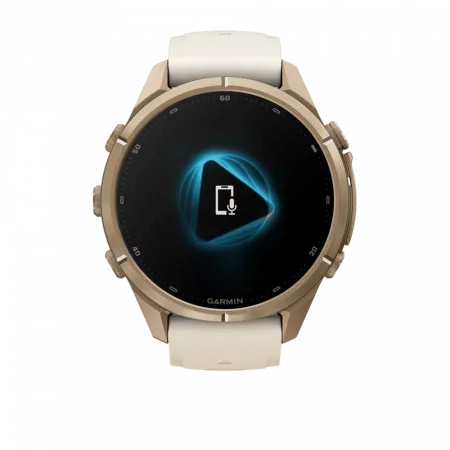 Смарт-годинник Garmin Fenix 9 Pro - inReach, 43мм Autumn Gold Titanium з Cream/French Grey бежевим/сірим силіконовим ремінцем