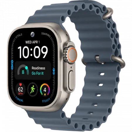 Apple Watch Ultra 4 GPS + LTE 49mm Natural Titanium Case with Anchor Blue Ocean Band (MJCR4+MGCC4)