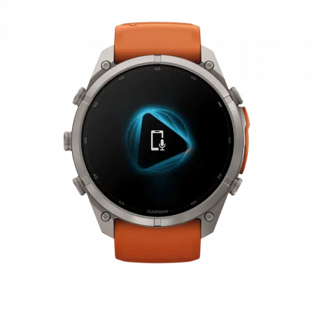 Смарт-годинник Garmin Fenix 9 Pro - inReach, 51мм Titanium з Autumn Orange/Spark Orange помаранчевим силіконовим ремінцем