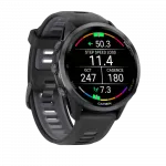 Смарт-годинник Garmin Forerunner 970 Carbon Grey DLC Titanium з Black корпусом та Black/Translucent Whitestone чорним силіконовим ремінцем