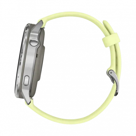 Смарт-годинник Garmin Venu 4 45 мм Silver з Citron світло-жовтим силіконовим ремінцем