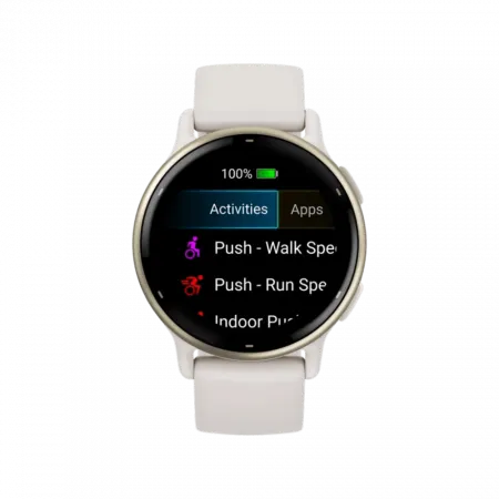 Смарт-годинник Garmin Vivoactive 5 Cream Gold Aluminum Bezel з корпусом кольору слонова кістка Ivory та силіконовим ремінцем