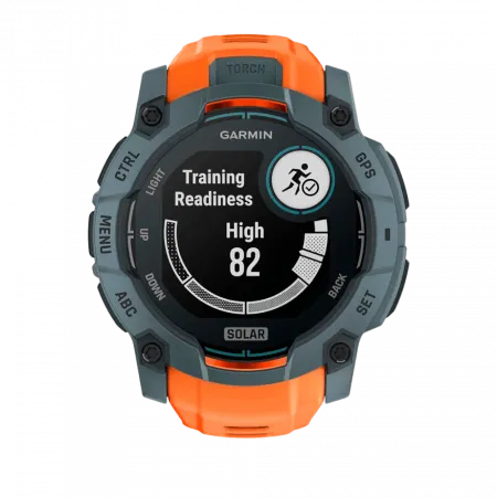 Смарт-годинник Garmin Instinct 3 50 мм, Solar Twilight сірий з Solstice помаранчевим силіконовим ремінцем