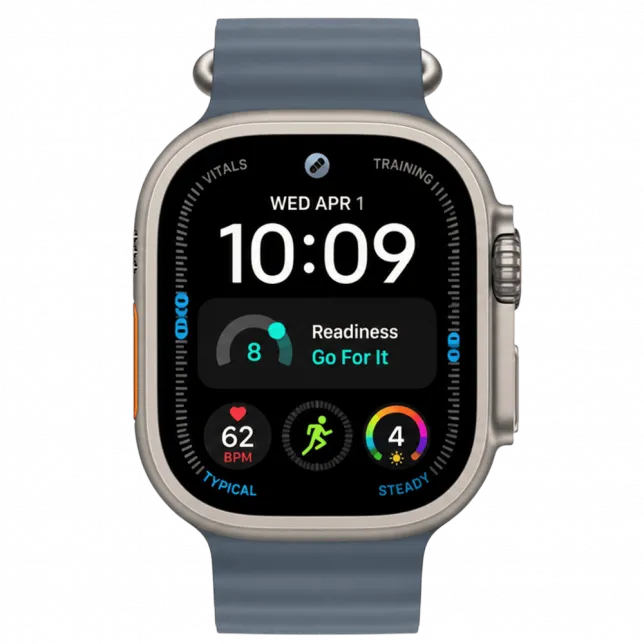 Apple Watch Ultra 4 GPS + LTE 49mm Natural Titanium Case with Anchor Blue Ocean Band (MJCR4+MGCC4)
